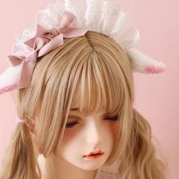 Jirai Kei Lolita Lace Hairband Sweet Sheep Brooch Hair Clip 28940:342776 28940:342776