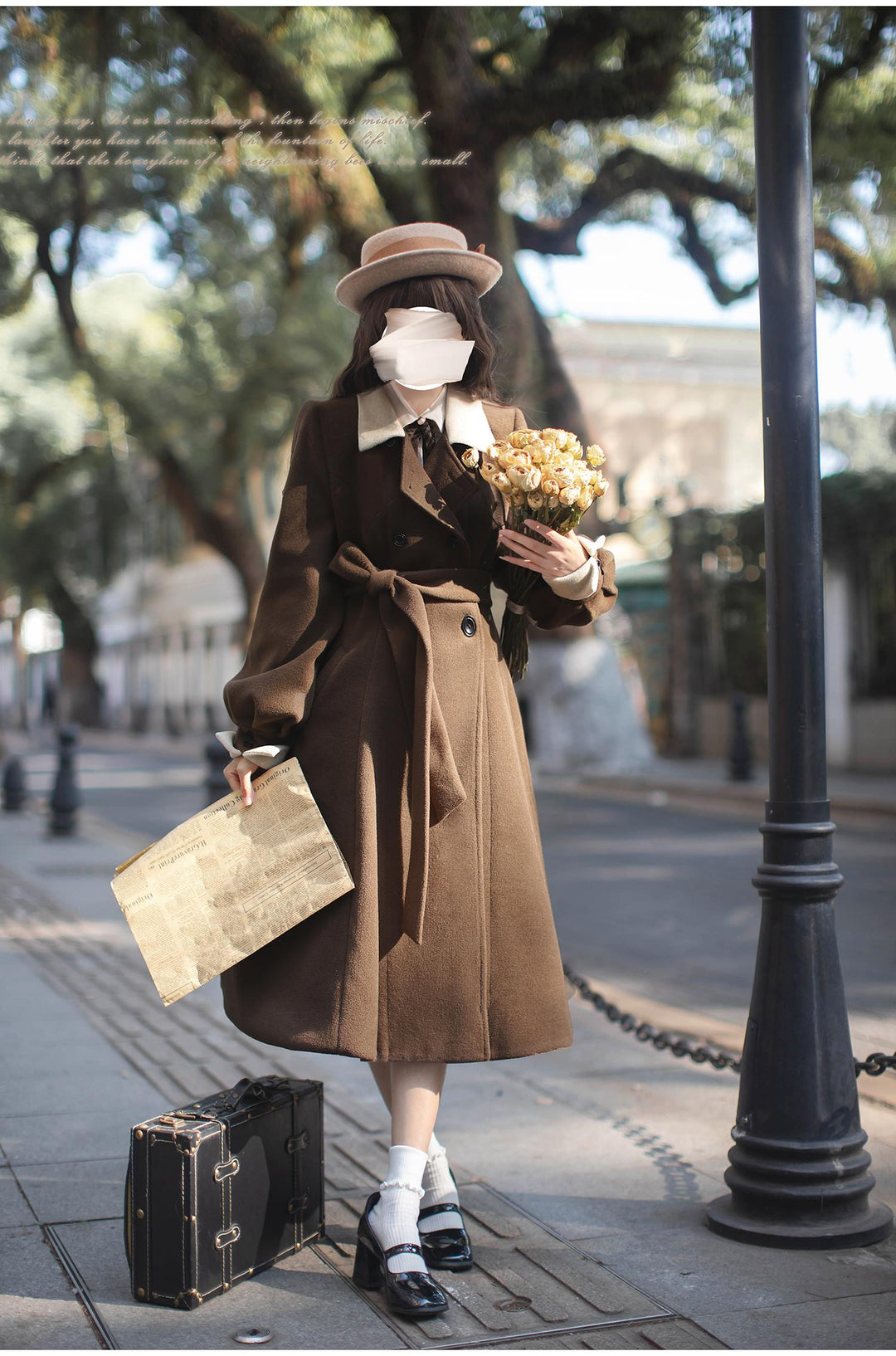 Retro Lolita OP Dress And Brown Lolita Coat Plaid Dress 41080:686034