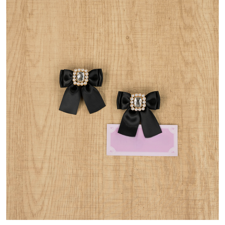 Jirai Kei Hair Clips Rhinestone Lace Bow Hair Clips 39110:629158