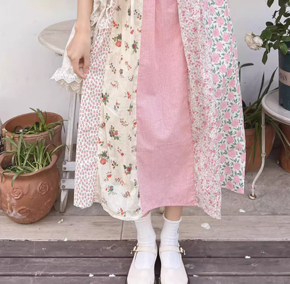 Mori Kei Cottagecore Dress Floral Dress Lantern Sleeves Dress 36216:524408