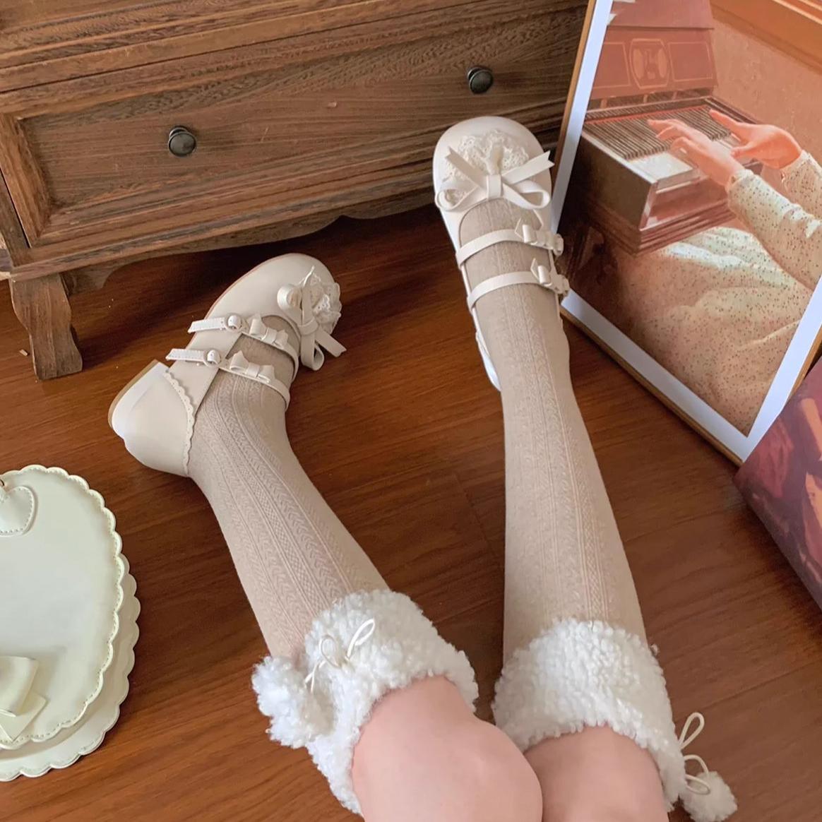 Lolita Shoes Kawaii Low Heel Shoes Lace Round-Toe Shoes 37112:557544