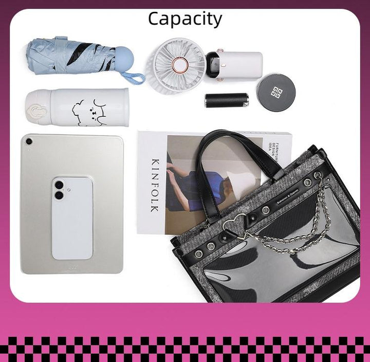 Japanese-Style Boxy Shape Ita Bag, Detachable Chain 45417:847850