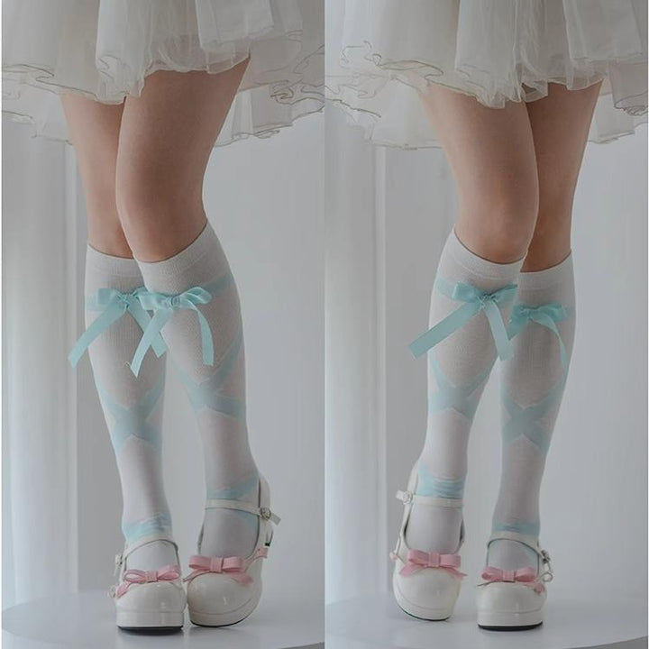 Lolita Japanese Strap Knee Slim Socks Winter Cotton Socks 22790:363250 22790:363250