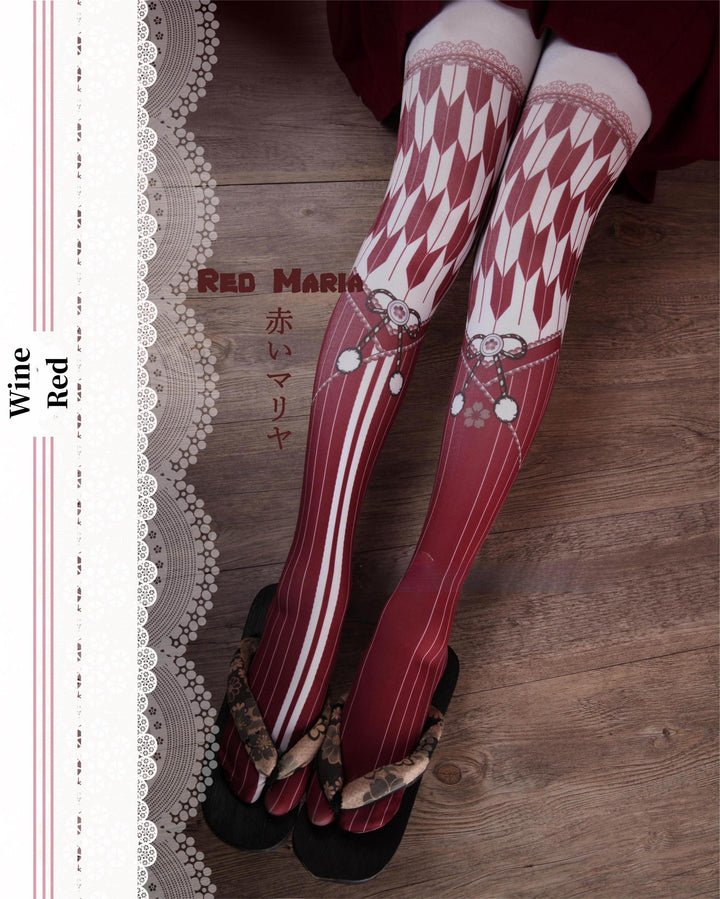 Lolita Socks Arrow Feather Printed Tights Multicolor 32148:423150 32148:423150