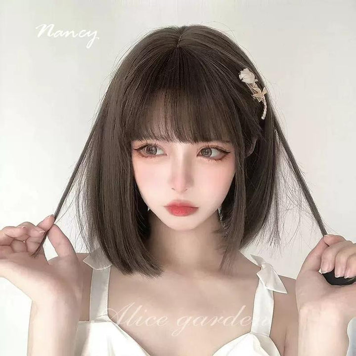 Lolita Wig Short Bob Natural Bangs Cute Wigs 35940:508004