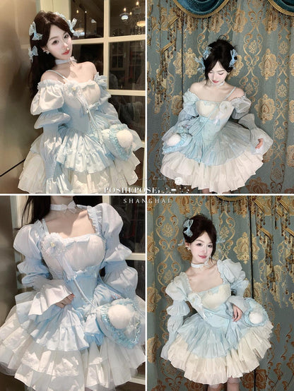 Lolita Dress Fishbone Dress Corset Dress Multicolor 36380:540722