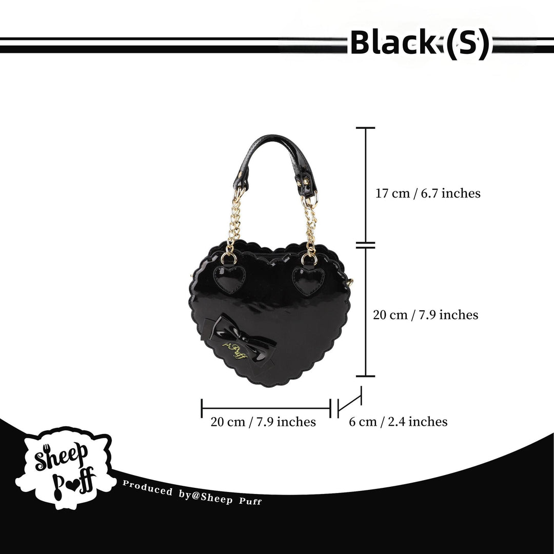 Sweet Lolita Bag Cute Heart Shaped Scalloped Bow Handbag 40326:656094