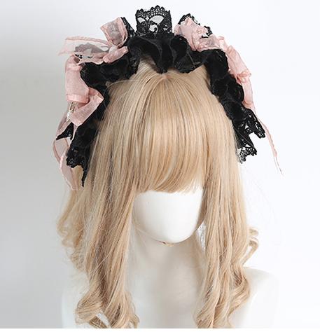 Jirai Kei Black Pink Headband Hat Hair Accessories 22532:322728 22532:322728