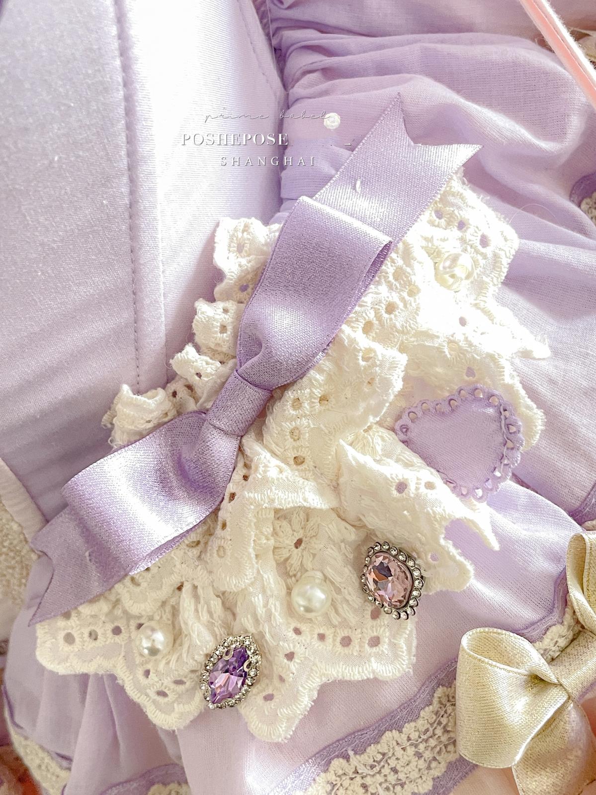 Lolita Dress Set Sweet Violet Pink Puffy Dress Corset Dress 36388:554800