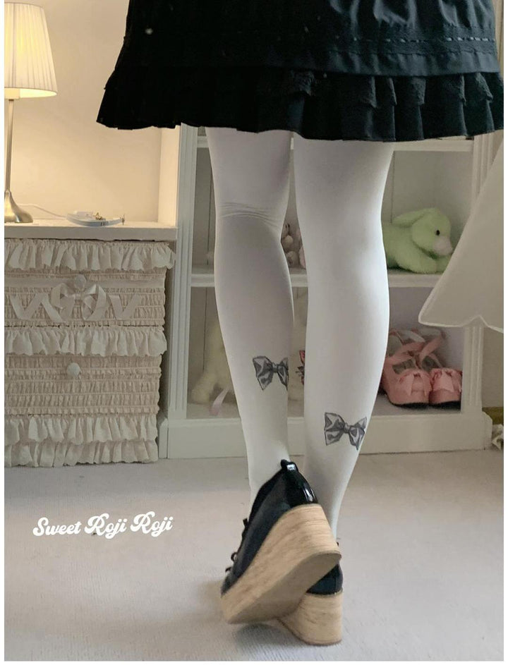 Sweet Lolita Tights Cute Velvet Bow Printed Socks Multicolor 42367:738090