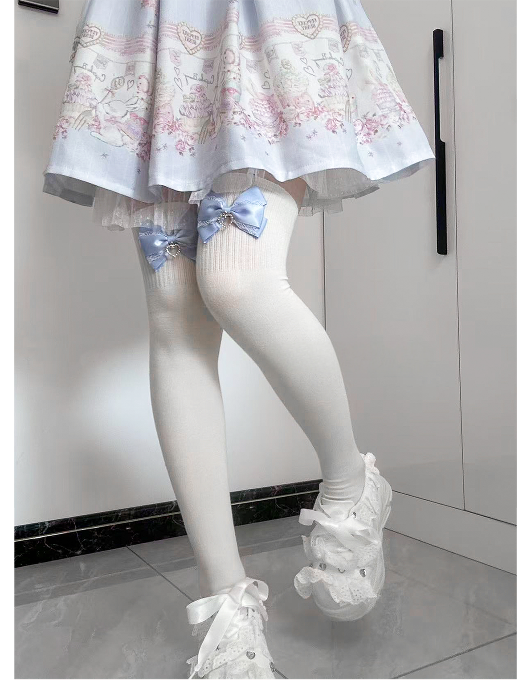 Jirai Kei Socks Cute Cashmere Thighhighs With Lace Bow 41744:716854