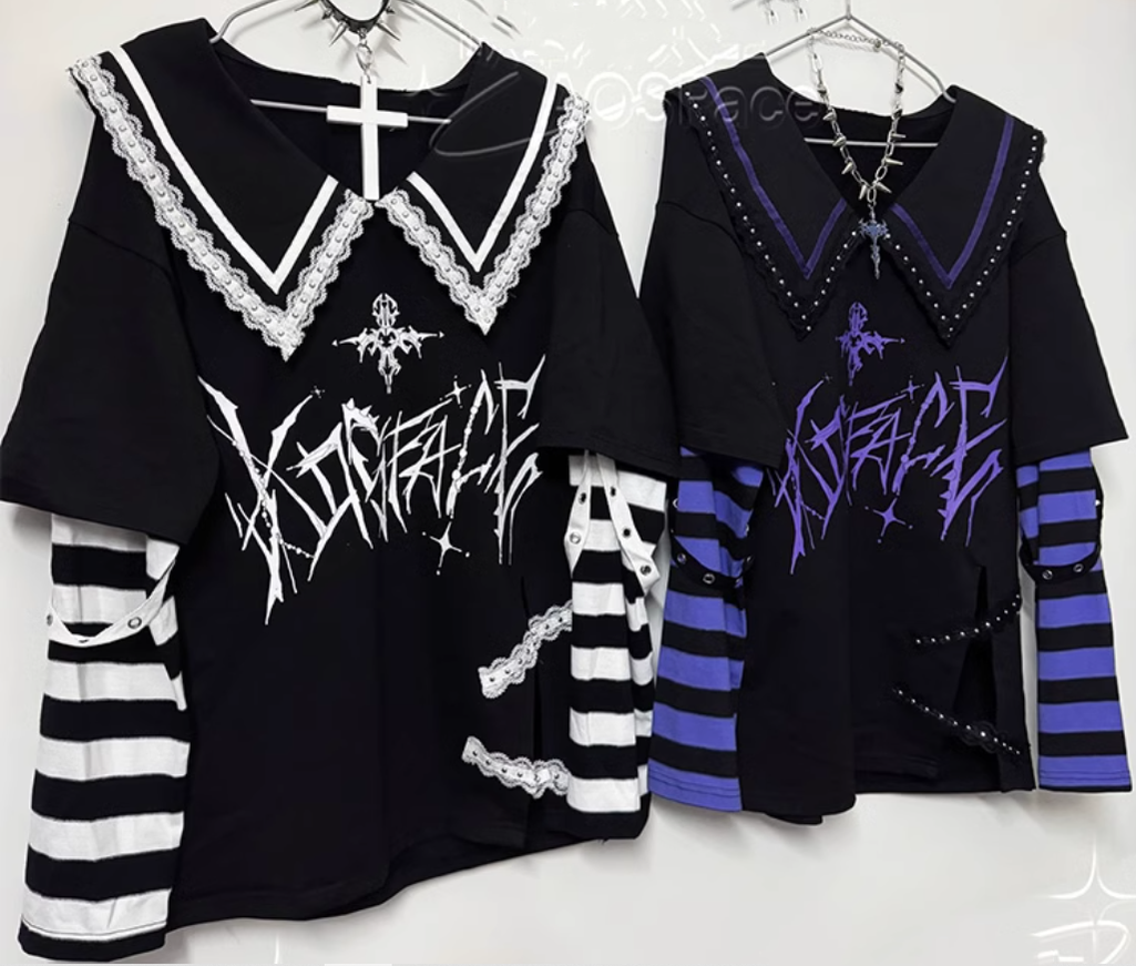 Jirai Kei Shirt Sub-cultural Lapel Long Sleeve Shirt 35330:488484 35330:488484