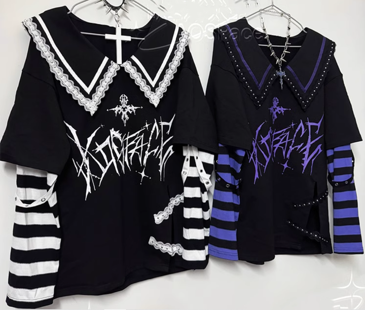 Jirai Kei Shirt Sub-cultural Lapel Long Sleeve Shirt 35330:488484 35330:488484