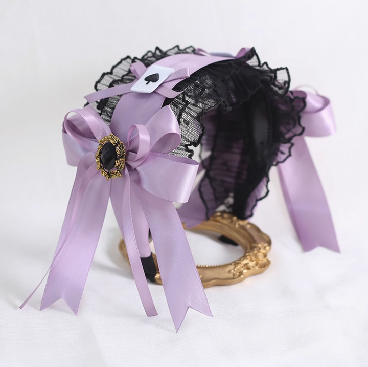 Gothic Lolita Headpiece Black Violet Hair Accessory Brooch 39116:613662