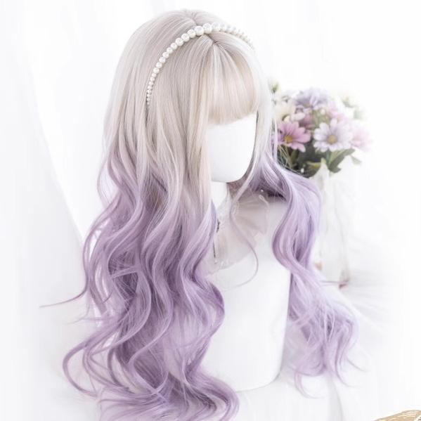 Purple Big Wave Wig Gradient Bangs Wig (Wig) 31712:373000 (Wig) 31712:373000