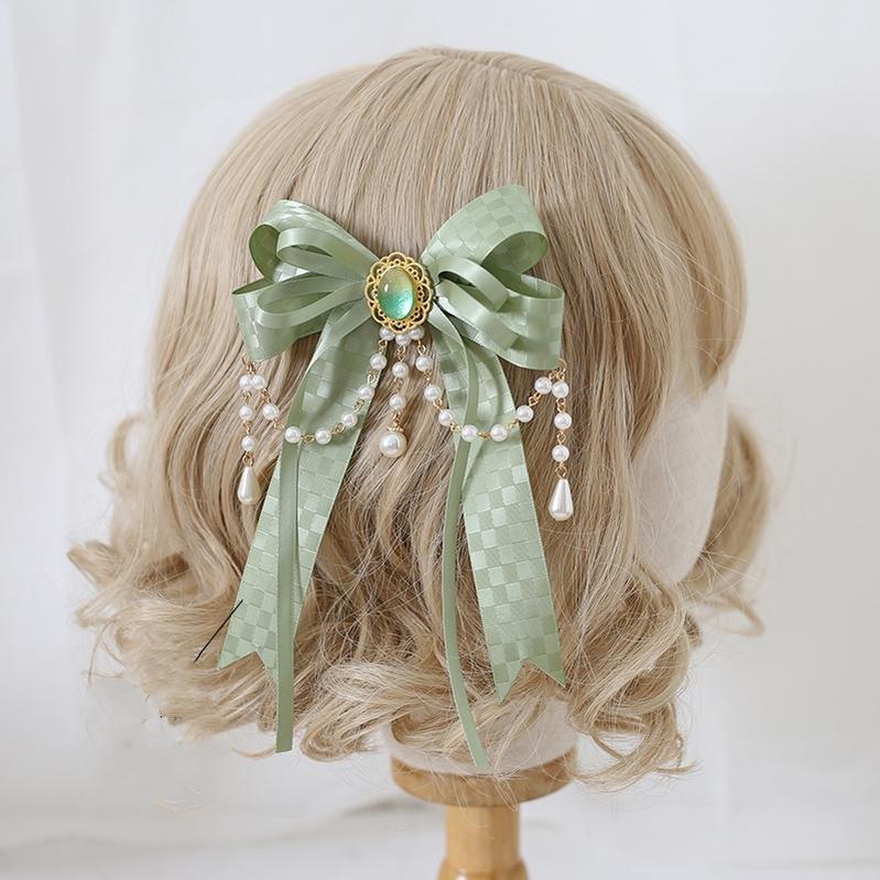 Lolita Headdress Mori Kei Hair accessory Matcha Green Lace Brooch Clasp 36426:520780 36426:520780