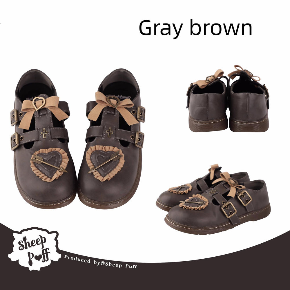 Brown/Khaki Lolita JK Round-Toe Leather Shoes (34 35 36 37 38 39 40 41) 22820:330060 22820:330060