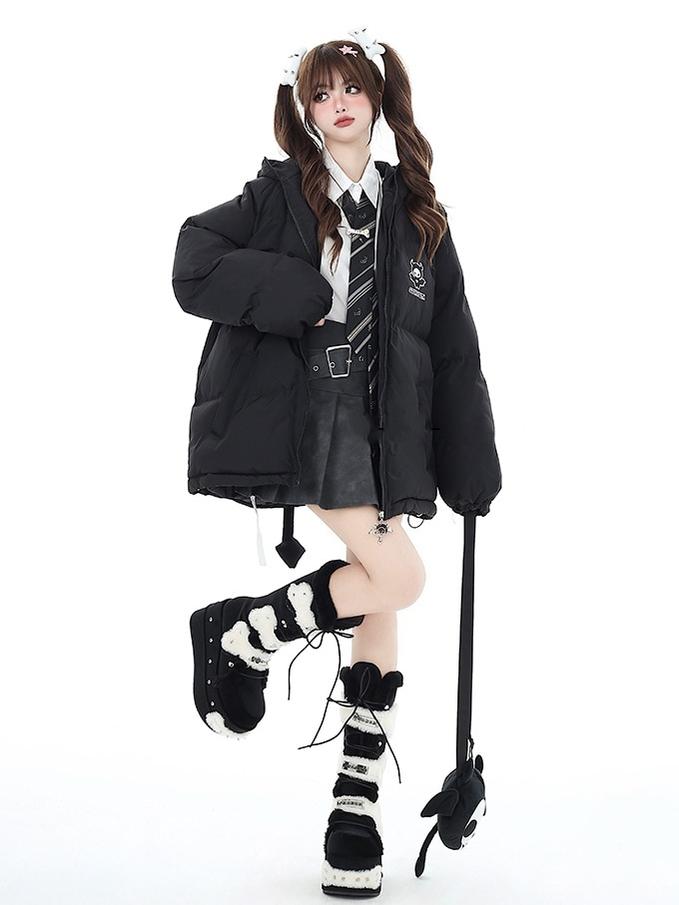 Yami Kawaii Coat Plu Size Cotton Coat Winter Black Jacket 39554:637090