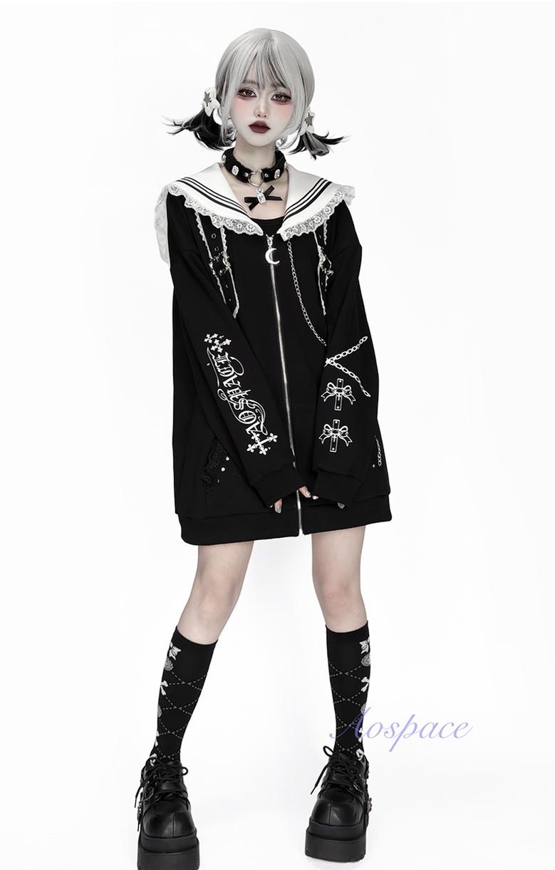 Subculture Sailor Collar Jacket, Chain Accents 43824:787396
