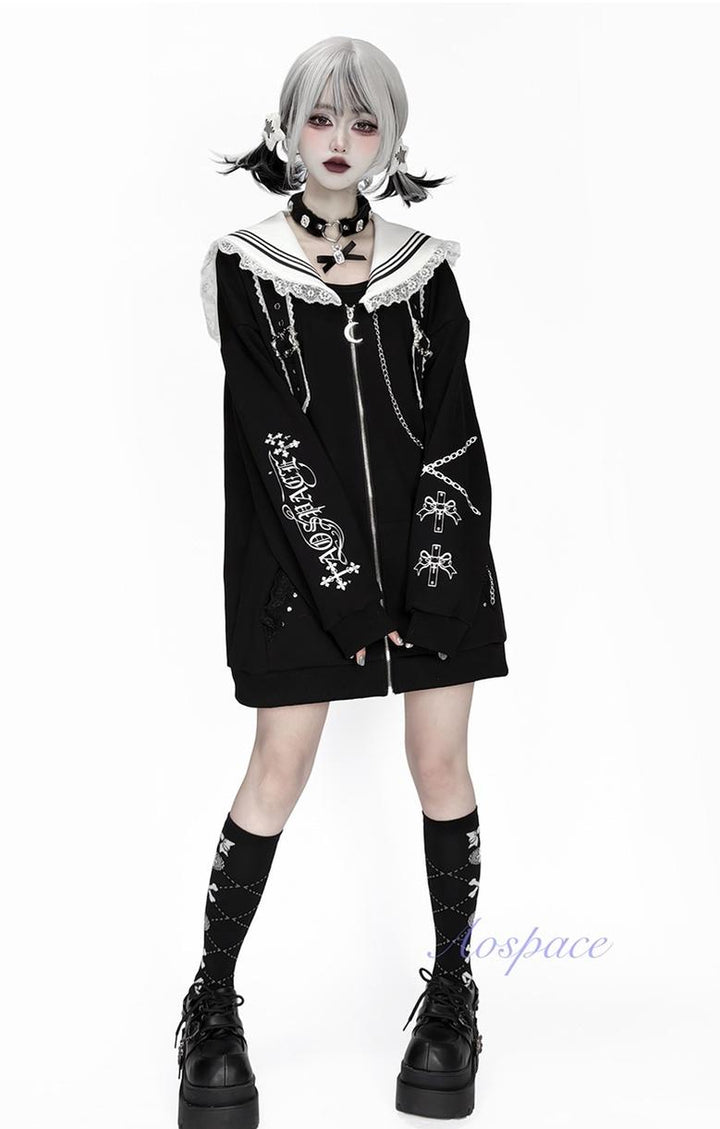Subculture Sailor Collar Jacket, Chain Accents 43824:787396