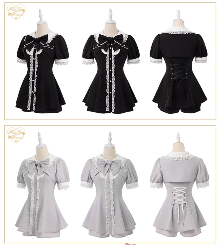 Jirai Kei Dress Set Short Sleeve Two-Piece Set 38872:606696