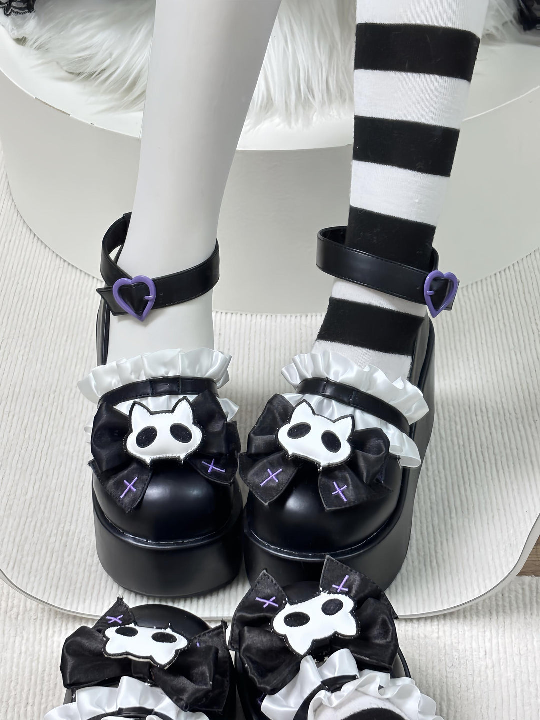 Gothic High Platform Shoes, Detachable Bow 45286:846176