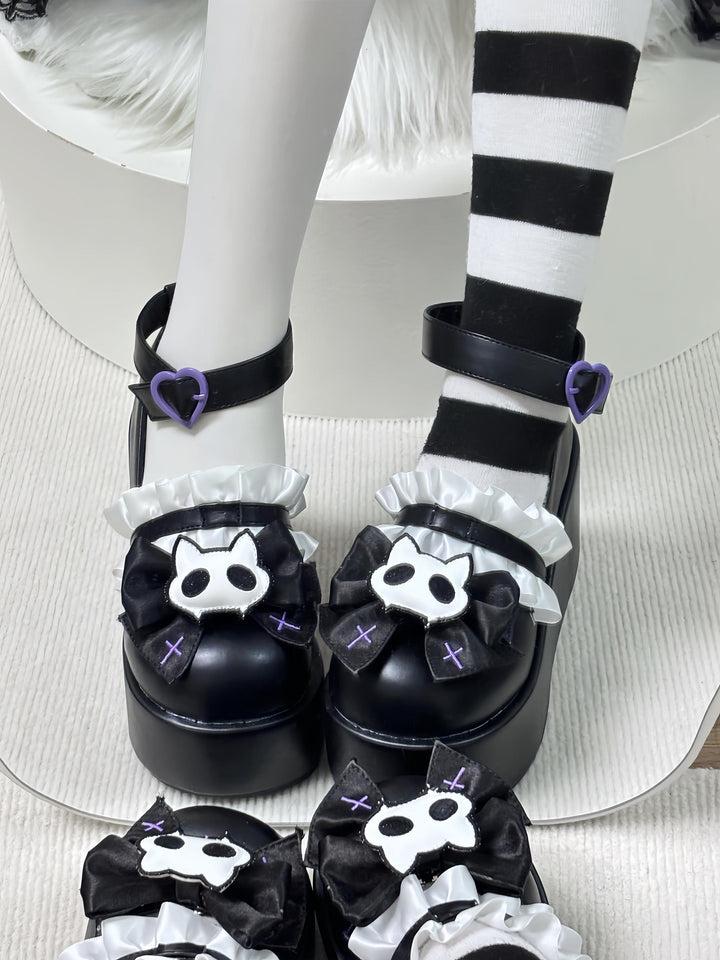 Gothic High Platform Shoes, Detachable Bow 45286:846176