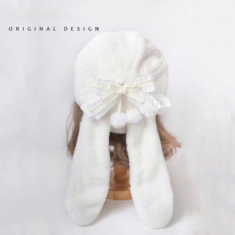 Plush Cute Beret Hat, Back Bunny Ears 43814:786098