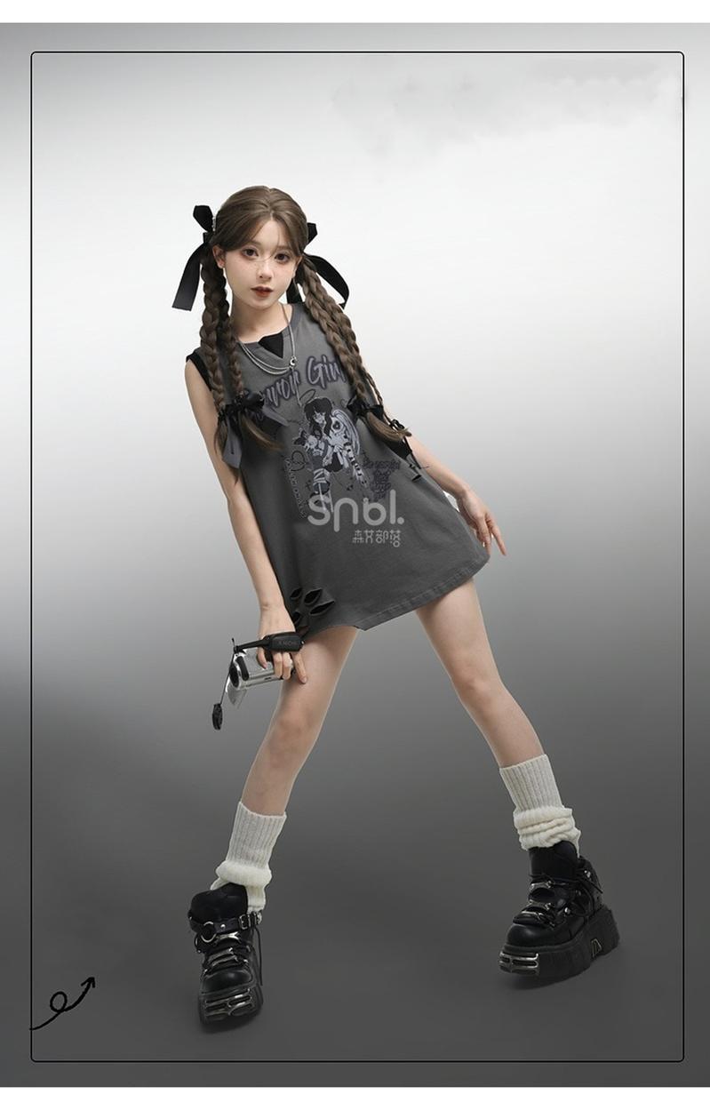 Y2K T-shirt Anime Print Spicy Girl Tank Top Cotton 35904:560152