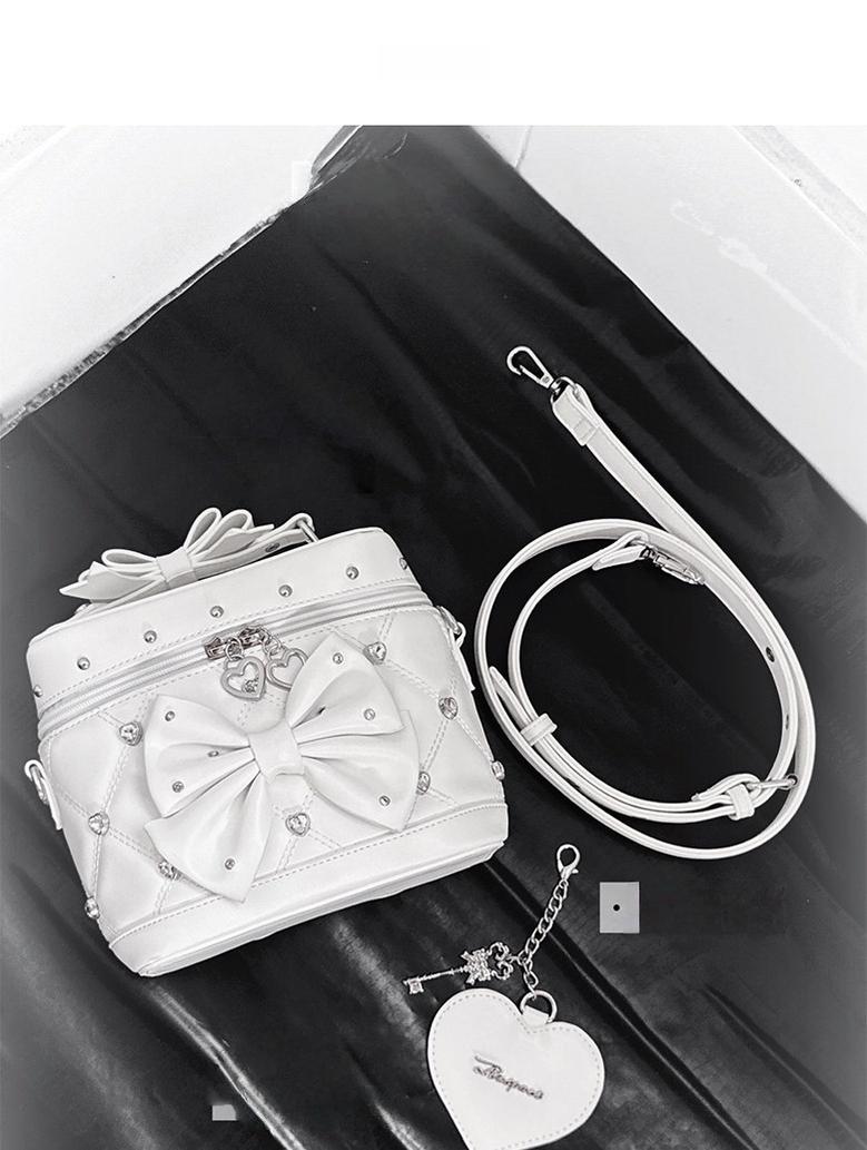 Rhinestone Boxy Handbag, Detachable Crossbody Strap 44768:850669