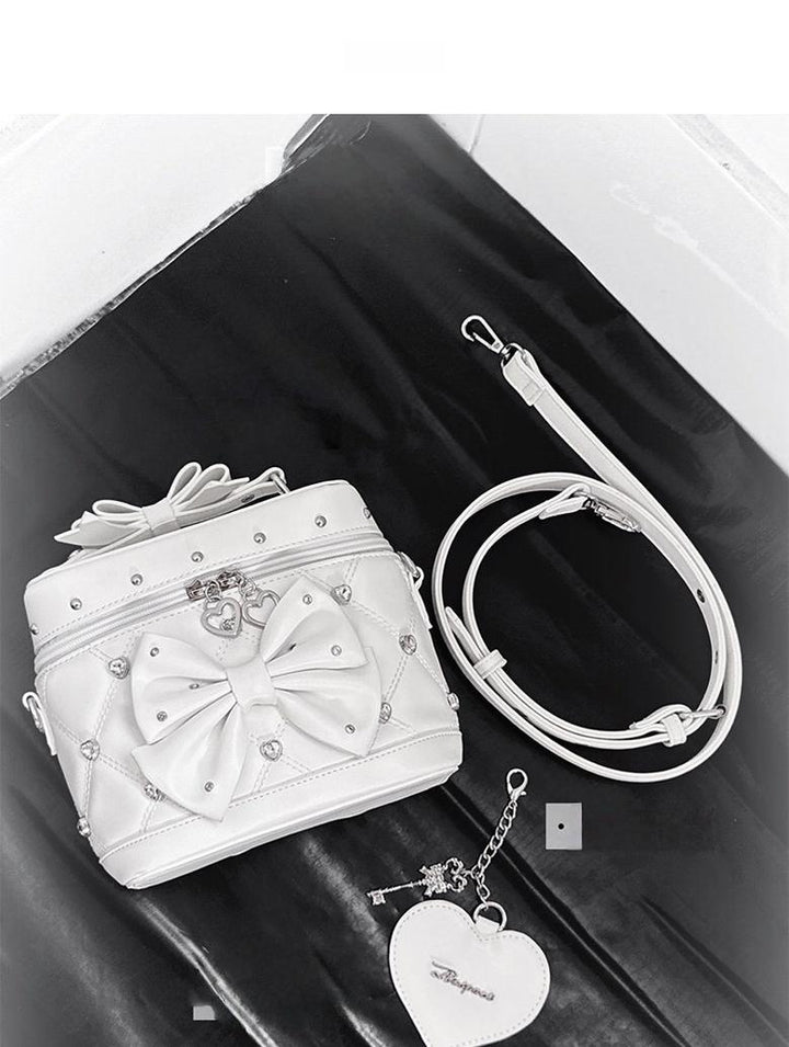 Rhinestone Boxy Handbag, Detachable Crossbody Strap 44768:850669