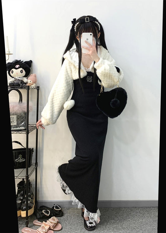 Jirai Kei Dress Ryousangata Lace Slip Dress Long Version 34412:459896