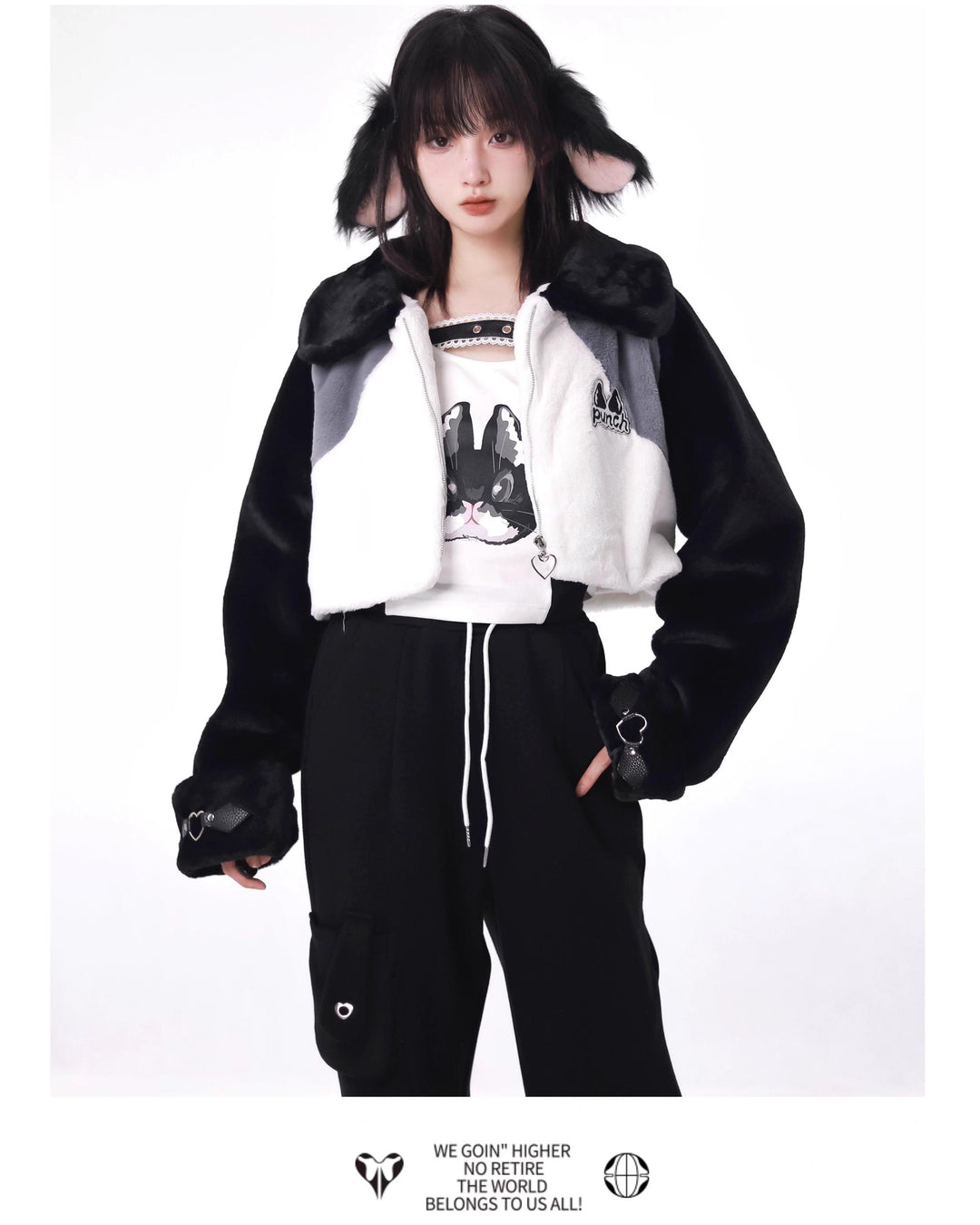 Punk Fashion Winter Coat Faux Fur Coat Fleeced Pants 40246:663440