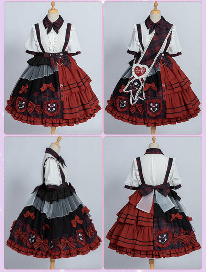Lolita Dress Suspender Skirt Set Sweetheart Plaid Outfit 37004:544322