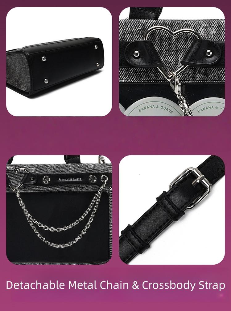 Japanese-Style Boxy Shape Ita Bag, Detachable Chain 45417:847851