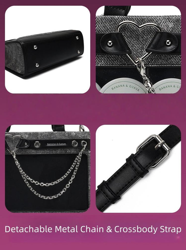 Japanese-Style Boxy Shape Ita Bag, Detachable Chain 45417:847851