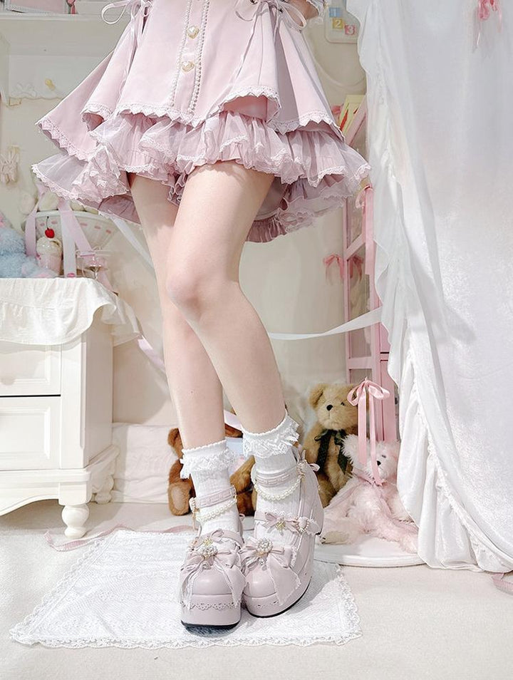 Jirai Kei Platform Shoes, Detachable Pearl-Like Chain 44929:828535