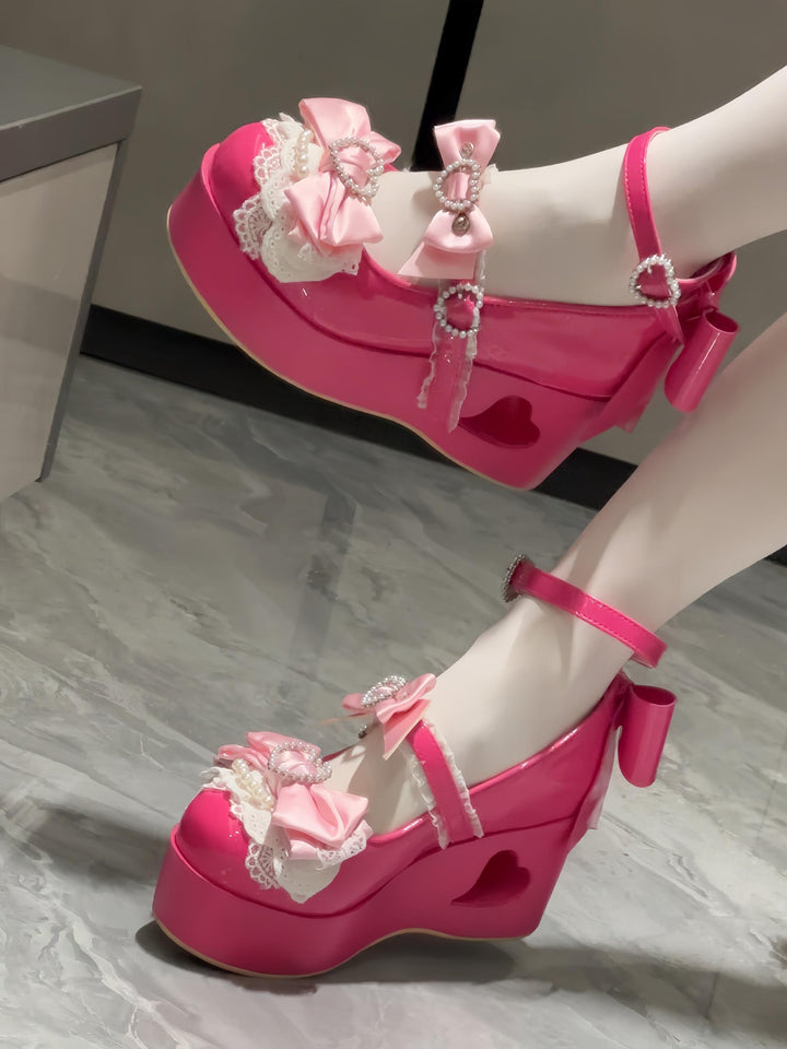 Old School Lolita High Platform Shoes, Heart Hollow Heel 44559:813923