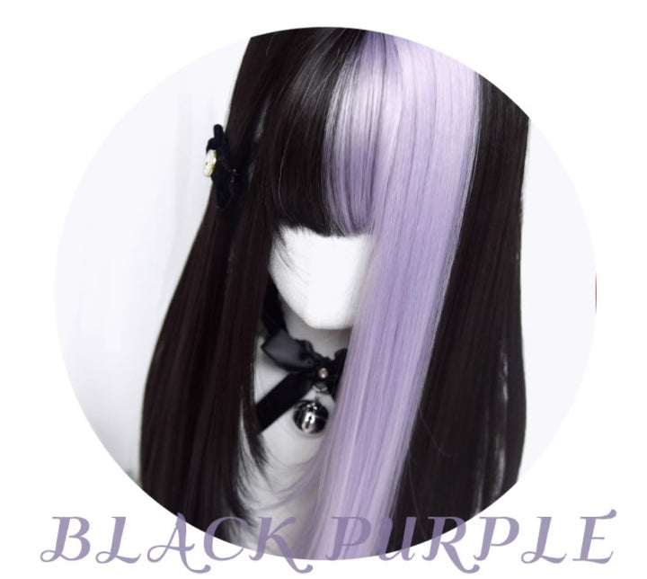 Jirai Kei Lolita Black And Purple Long Straight Wig 22038:318338