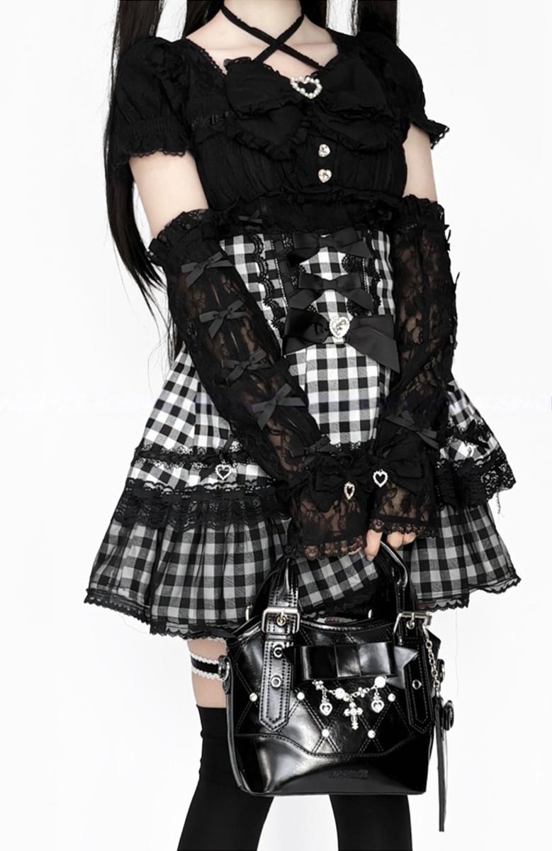 Oil-waxed Leather Jirai Kei Cross-body Bag, Detachable Strap 44161:798486