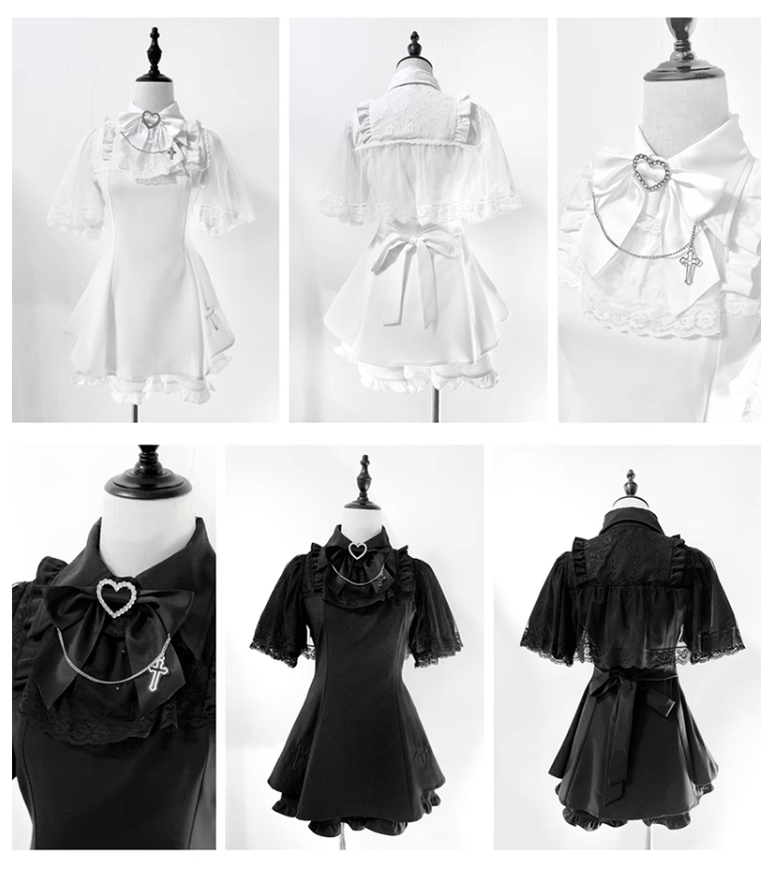 Jirai Kei Dress Set Cape Embroidery Dress And Shorts Set 37550:565136