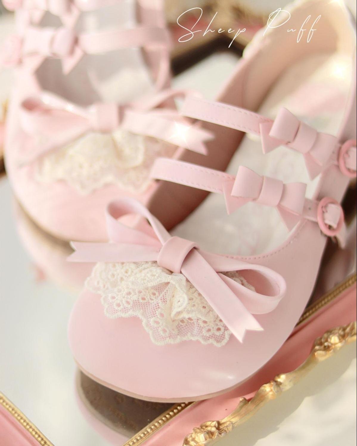 Lolita Shoes Kawaii Low Heel Shoes Lace Round-Toe Shoes 37112:557422