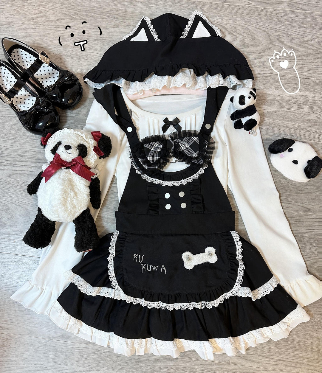 Subculture JSK Set White Top Black Dress Salopette 41138:696888