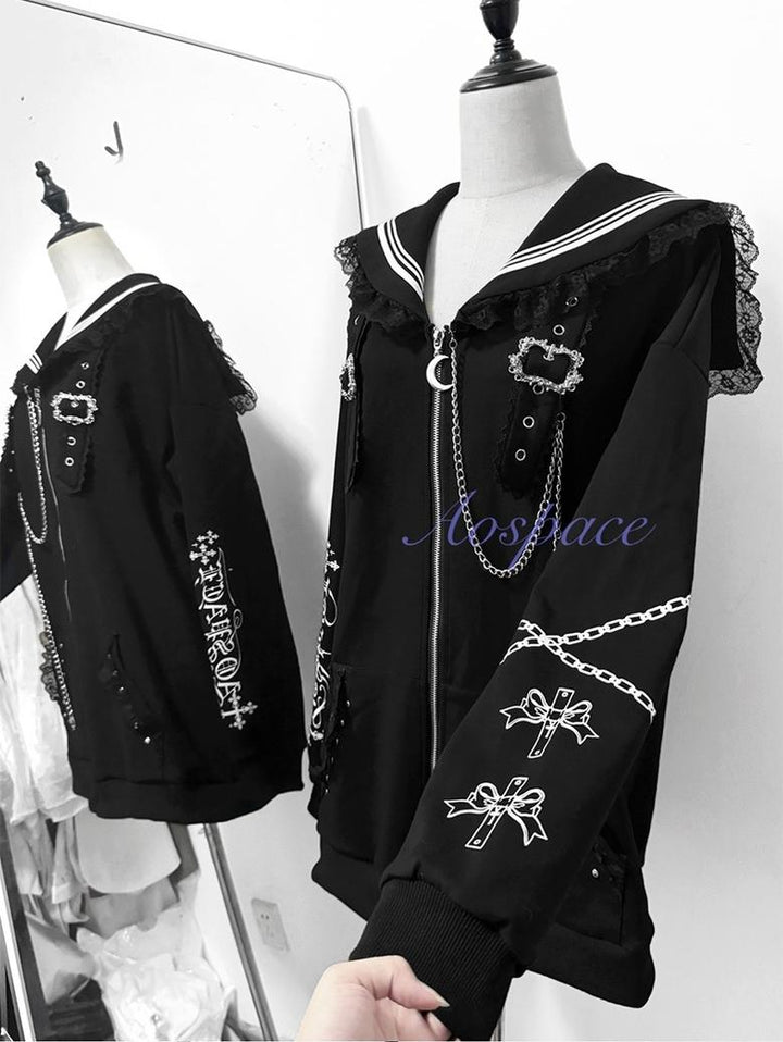 Subculture Sailor Collar Jacket, Chain Accents 43824:787395
