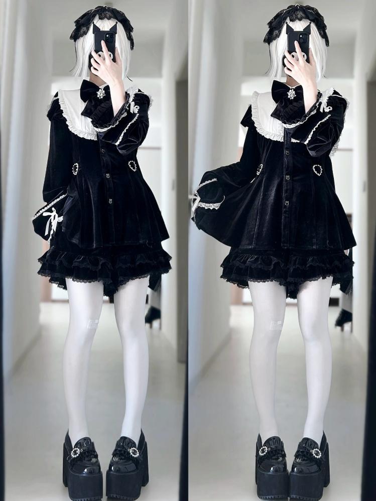 Jirai Kei Dress Set Bunny Ear Dress And Shorts Non-velvet Version (L M S XL) 40898:692392