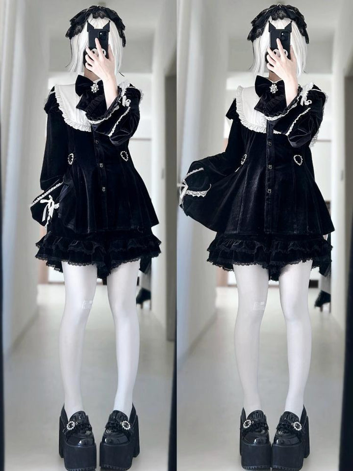 Jirai Kei Dress Set Bunny Ear Dress And Shorts Non-velvet Version (L M S XL) 40898:692392