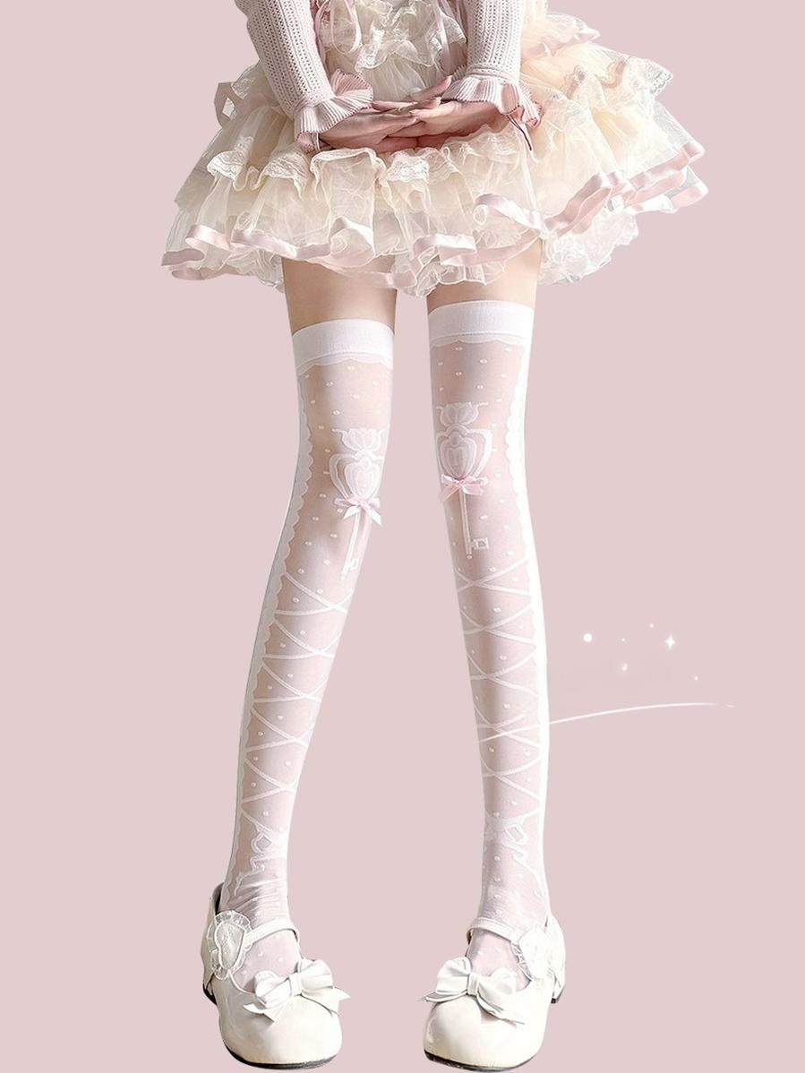 Lolita Socks Cross Thigh Socks Bow Over-the-Knee Stockings 36624:557002
