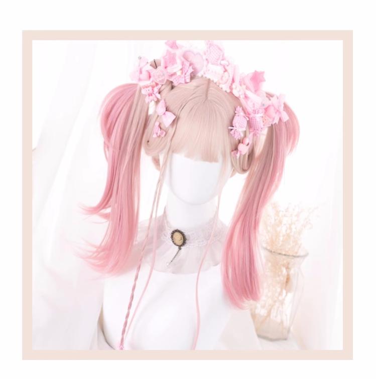 Lolita JK Pink Wig Gradient Long Woman Hairpiece 31716:367562 31716:367562