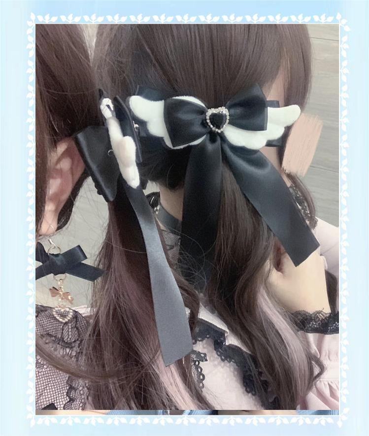 Jirai Kei Headwear Bow And Angel Wings Hair Clip 21670:441148