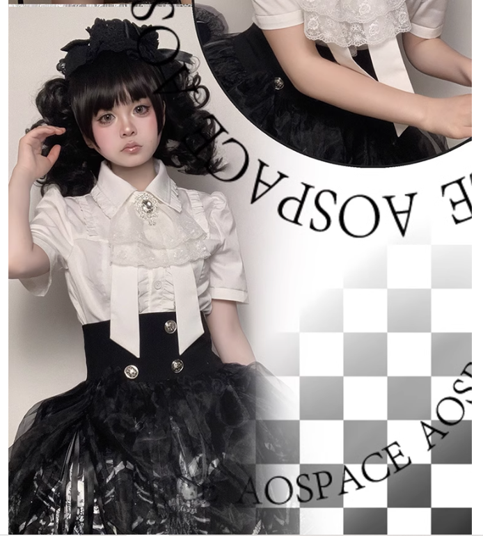 Gothic Lolita Blouse White Short-sleeved Shirt 37554:566564